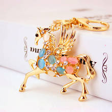 Kuxi Ornament Creative Korean Opal Zodiac Pegasus Tianma Keychain Key Ring Car Bag Buckle Pendant 570 2024 - buy cheap