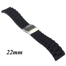 Correa de reloj de goma de silicona negra, hebilla de despliegue, impermeable, 20mm, 22mm, 634B 2024 - compra barato