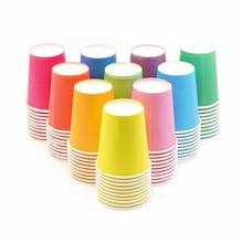 MONGKA-vasos de papel desechables para fiestas, vaso de 10 colores para agua, zumo, café, té, vacaciones, boda, 250ml, 9 OZ 2024 - compra barato