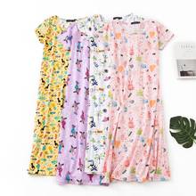 Leisure Nightdress Summer Short-Sleeved Cotton Ladies Novelty Cute Pajamas Home Wear Female Flannel Sleepwear Print Lingerie 2024 - buy cheap