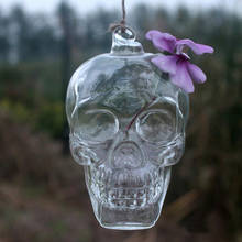 Высококачественная стеклянная ваза для гидропоники, креативные растения, садовый цветочный горшок в форме черепа, подвесной прозрачный домашний двор, декор для Хэллоуина 2024 - купить недорого