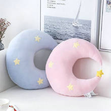 Nordic Blue Moon Hairball Sun Pillow Plush Soft Pink Star Moon Throw Pillow Neck Travel Pillow Sofa Decor Cushion Girly Room 2024 - buy cheap
