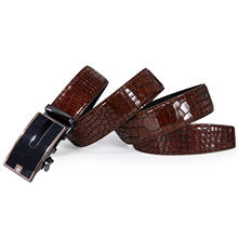 Men Belt Genuine Leather Metal Automatic Buckle Belts 3.5cm Width Brown Crocodile Pattern Cowskin Strap Ceinture Homme DiBanGu 2024 - buy cheap