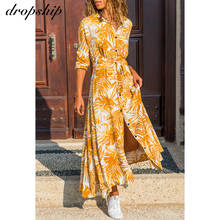 Women Spring And Autumn Maxi Dress Boho Beach Long Dresses For Women Floral Sundress Ladies Holiday Wrap Dress Vestidos 2024 - buy cheap