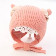 Winter Children Woolen Cap Light Solid Color Court Hat Knitted Hats Baby Kids Wool Cap Lace Band Princess Earmuffs Hats 2024 - buy cheap