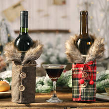 Mini abrigo de celosía con adornos navideños, conjunto de cubierta de botella de vino, regalo de Año Nuevo, Navidad, fiesta en casa, cena, cocina, decoración de mesa 2024 - compra barato
