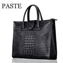 Fashion luxury Crocodile Pattern Women's real Leather Handbag Genuine Leather ladies Shoulder Bag OL bussiness laptop Bag 2024 - buy cheap
