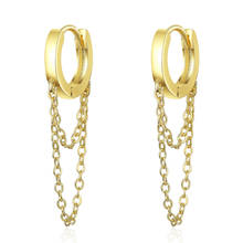 Women's Fashion Huggies Earrings Chain Tassel Simple Earring Hoops Smooth Golden/White Bohemia Ear Jewelry For Lady Girls 2024 - compre barato