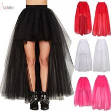 Black Tulle Long Petticoat Rockabilly 3 Layers High Low Woman Tutu Skirt Underskirt Slips Wedding Accessories 2020 2024 - buy cheap