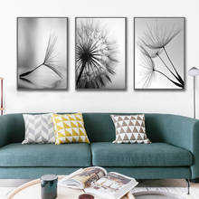 Dandelion impressões de flores pintura em tela, arte moderna preta e branca, fotos para parede para quarto, arte abstrata de parede, poster sem moldura 2024 - compre barato