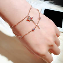 2019 New fashion Korean Double-layer Charm Bracelet Women Girl Exquisite Gift Inlaid Rhinestone Butterfly Bracelet Jewelry 2024 - buy cheap