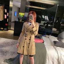 classic women trench New Women's Casual trench coat with sashes Double Breasted Vintage Washed Outwear 2024 - buy cheap