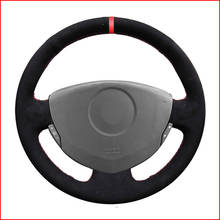 MEWANT Black Suede Leather Steering Wheel Cover for Renault Clio 2 2001-2005 Dacia Sandero 2008 2009 2010 2011 2012 2024 - buy cheap