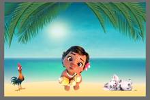 7x5FT пальмовое дерево голубое море песок пляж ребенок Моана Vaiana Домашние животные на заказ фотостудия фон винил 220 см x 150 см 2024 - купить недорого