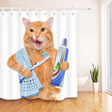 Занавеска для душа с милым котом, водонепроницаемая моющаяся штора из полиэстера с 3D принтом, декоративная занавеска для ванной с 12 крючками, украшение для ванной комнаты 2022 - купить недорого