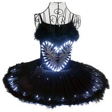 Faldas tutú de Ballet con luz Led para adultos, disfraz de bailarina, vestido de danza del vientre, ropa de baile para niños y niñas, color negro 2024 - compra barato