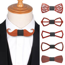 Wooden Bow Tie For Men Women Hollow Out Bowtie Carved Retro Wooden Bow Ties Adjustable Strap Vintage Bowties Gravata Corbatas 2024 - buy cheap