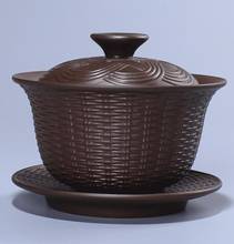 Плетеная чайная посуда Gaiwan из фиолетовой глины ручной работы, чайная посуда Zisha для офиса, чайная церемония, чайный горшок Пуэр Улун, большая чайная чаша 2024 - купить недорого
