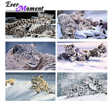 Ever Moment-pintura de diamante 5D DIY, decoración con cuentas bordadas, mosaico cuadrado completo, blanco, leopardo, Tigre, nieve, ASF1940 2024 - compra barato