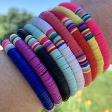 2020 Bohemia Rainbow Bracelet For Women Colorful Polymer Clay Waxed String Bracelets Wristband Boho Jewelry 2020 New 2024 - buy cheap