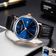 Reef Tiger/RT 2021 Men Luxury Brand Automatic Watch Leather Strap Blue Dial Rose Gold Casual Business Mechanical Watches 2024 - buy cheap