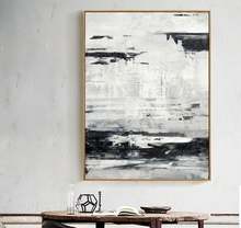 Black White Painting Sea Landscape Painting Ocean Large Wall Art Texture Abstract Painting Large Canvas Art Grey White Art 2024 - купить недорого