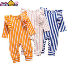 Newborn Baby Girls Rompers Ruffle Solid Color Stripe Cotton Cute Long Sleeve Jumpsuit New Born Infant Toddler Clothes 2024 - buy cheap