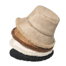 HanXi Women Hat Winter Suede Bucket Hats Plush Lamb Wool  Cap Thick Warm Fisherman Caps Sunscreen Panama 2024 - buy cheap