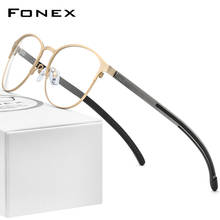 FONEX Silicone Alloy Optical Eyeglasses Frame Men Antiskid Retro Round Myopia Prescription Glasses Women Screwless Eyewear 987 2024 - buy cheap