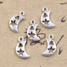20 Uds. De colgantes de Color plata antigua, con forma de corazón, estrella, Luna, 17x9mm, hechos a mano, joyería de joyería tibetana 2024 - compra barato