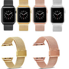 Ремешок для часов Milanese, из нержавеющей стали для Apple Watch 1/2/3/4/5, 42 мм, 38 мм, ремешок для iwatch 4 5 40 мм 44 мм 2024 - купить недорого