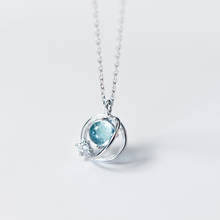 925 prata esterlina céu azul zircão redondo pingente colares para mulheres de alta qualidade moda senhora noivado jóias presente 2024 - compre barato