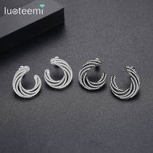 LUOTEEMI-pendientes de circonita cúbica para mujer y niña, joyería de moda, con diseño de marca 2024 - compra barato