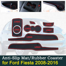 Cojín de goma antideslizante para puerta de coche, accesorios de alfombrilla con ranura para Ford Fiesta 2008 ~ 2016 2009 2010 2011 2012 2013 2014 2015 2016 2024 - compra barato