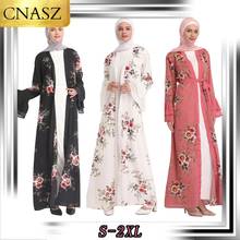 Новый мусульманский кафтан абайя Элегантная Мода Дубай, Турция Цифровая печать женские исламские Макси Среднего Востока 2024 - купить недорого