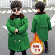 Winter unisex Military coat 1-15T kids velvet thicken warm jacket fur collar knee-length teenage army green windbreaker children 2024 - buy cheap