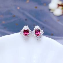 USPS Dropshipping Natural Garnet Earrings, Ear Studs for Women, Authentic S925 Sterling Silver Fine Jewelry with Certificate 2024 - buy cheap