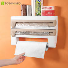 Stomiho-soporte de papel 4 en 1 para pared, dispensador de papel de aluminio y envoltura de plástico, cortador de película, estante de almacenamiento, organizador de cocina 2024 - compra barato