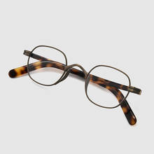 Óculos japonês feito à mão de titânio, pequeno e quadrado, armação de óculos de acetato, masculino e feminino, óculos de leitura de miopia, modelo retrô 2024 - compre barato