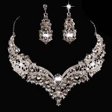 Conjuntos de joyas nupciales encanto ala de Ángel completo conjunto de joyas de pendiente y collar brillante accesorios de vestido de novia para mujer 2024 - compra barato