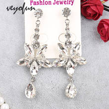 Veyofun Trendy Crystal Drop Earrings White Color Long Dangle Earrings Fashion Jewelry for Women Gift 2024 - buy cheap