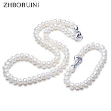 ZHBORUINI 2019 collar de perlas de moda conjunto de joyas de perlas naturales Botón de amor 925 collar de plata de ley pulsera para regalo de mujer 2024 - compra barato