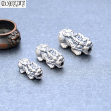 100% 3D 999 серебряные бусины Pixiu, винтажное чистое серебро, на удачу, Fengshui, животный бисер, ювелирные изделия, мощные бусины Pixiu 2024 - купить недорого