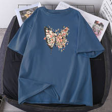 Женская футболка с коротким рукавом, розовая бабочка, лето 2021, Camisetas K-pop, женская одежда для отдыха 2024 - купить недорого