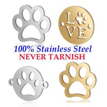 5 Pieces Pet Dog Paw Connector Wholesale 100% Stainless Steel AAAAA Quality Jewelry Connectors 2024 - buy cheap