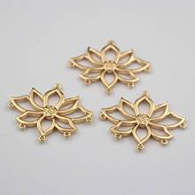 20pcs Lotus Flower Metal Charms Loops Connectors Supplies Quality Gold Silver Color DIY Bridal Women Wedding Jewelry Accessories 2024 - buy cheap