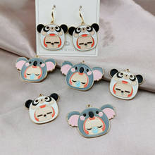 10pcs Cartoon Fox Wear Panda/ Hamster Cap Enamel Metal Charm For Jewelry Making Fashion Earring Pendant Necklace Bracelet Charms 2024 - buy cheap