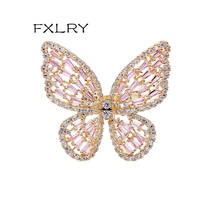 FXLRY Trendy Jewelry White /Gold Color Cubic Zirconia Top Quality Cute Butterfly Ring Open Rings For Women 2024 - buy cheap