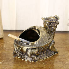 Large Alloy Ashtray Windproof With Cover Anti-Fall Dragon Turtle Ashtray Office Home Decorations Retro Crafts Ornaments 2024 - buy cheap