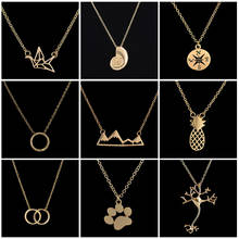 Hfarich Pineapple Paw Neurons Circle Mountain Compass Crane Snail Chain Necklace Women Girls Friend Christmas Birthday Gifts 2024 - buy cheap